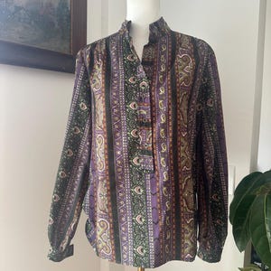 Vintage boho jewel tone lightweight blouse
