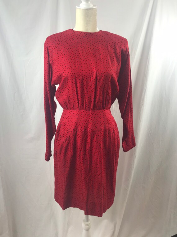 Vintage Liz Claiborne 80's  Red Geometric Dress s… - image 7