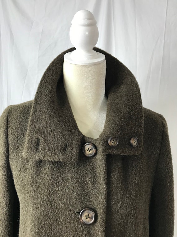 Vintage Harve Bernard Military Green Long Wool Coa