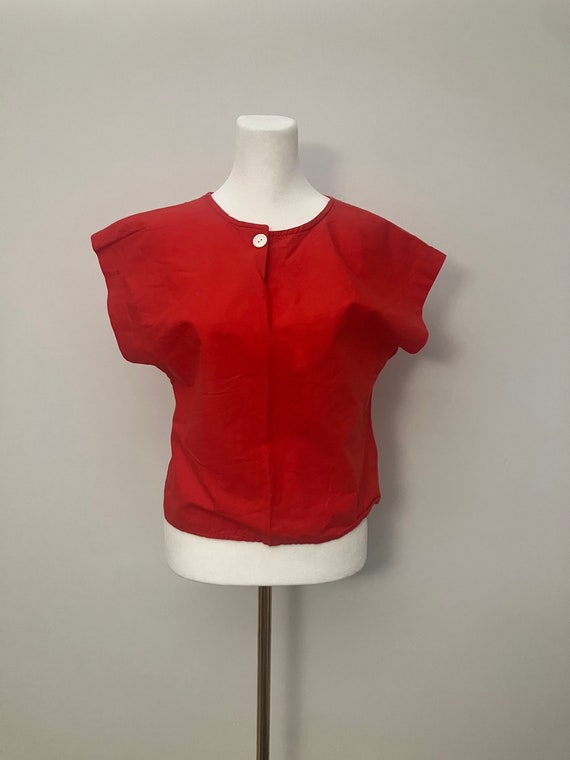 Vintage 70's Cherry Red Boxy Blouse