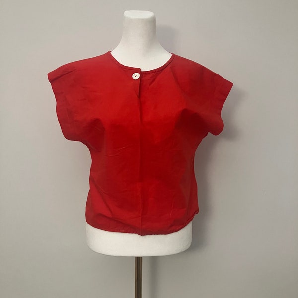 Vintage 70's Cherry Red Boxy Blouse