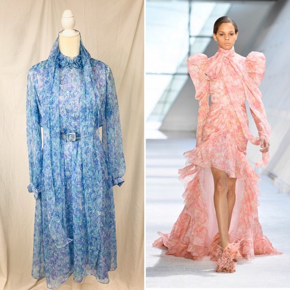 Vintage 70's Nat Kaplan Couture Watercolor Dress w