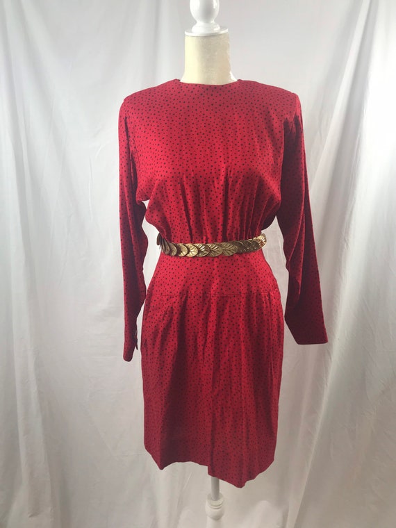 Vintage Liz Claiborne 80's  Red Geometric Dress s… - image 6