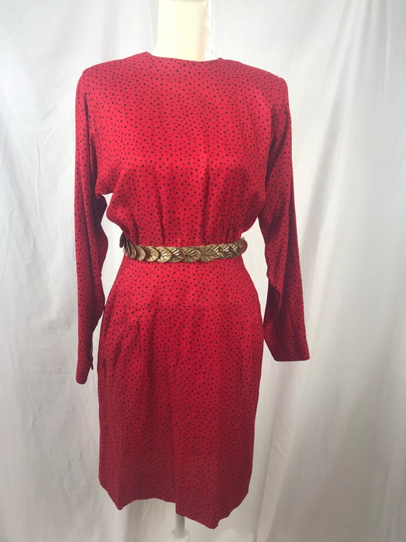 Vintage Liz Claiborne 80's  Red Geometric Dress s… - image 5