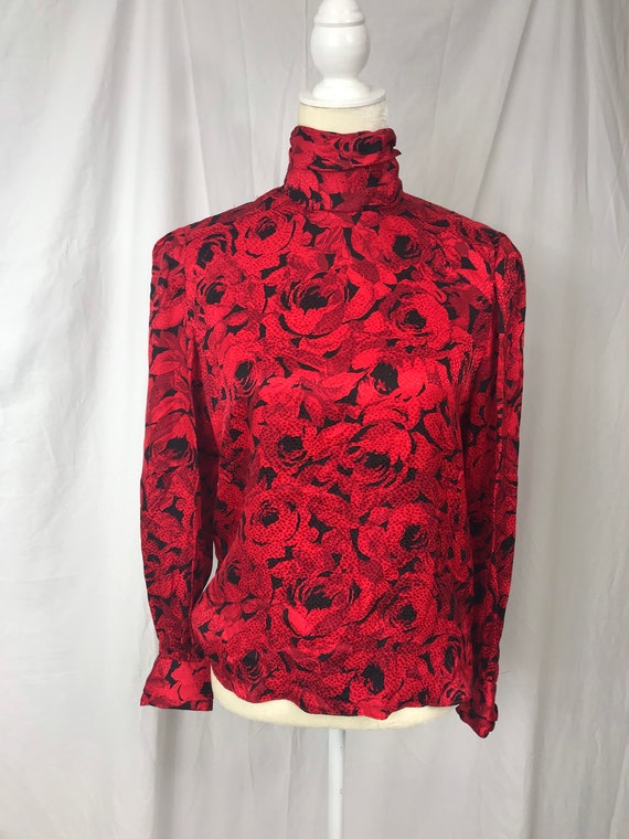 Vintage 80's Albert Nipon 100% silk Blouse- Size 6