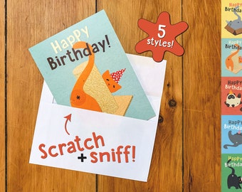 Cat Butt Scratch & Sniff Birthday Card, Funny Greeting Card, Blank Inside, 5 Styles