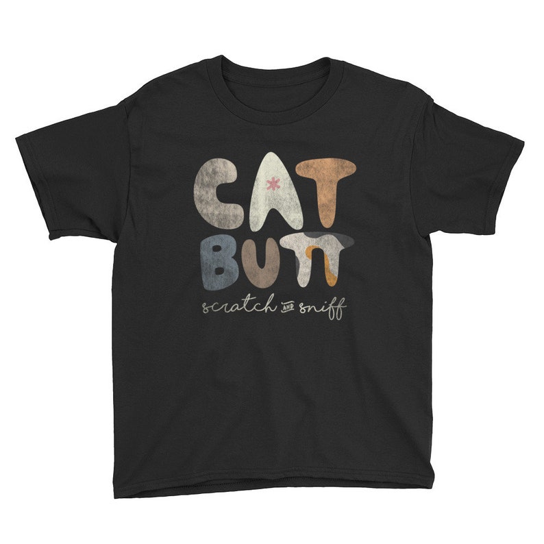 Cat Butt Scratch and Sniff Youth Short Sleeve T-Shirt image 2