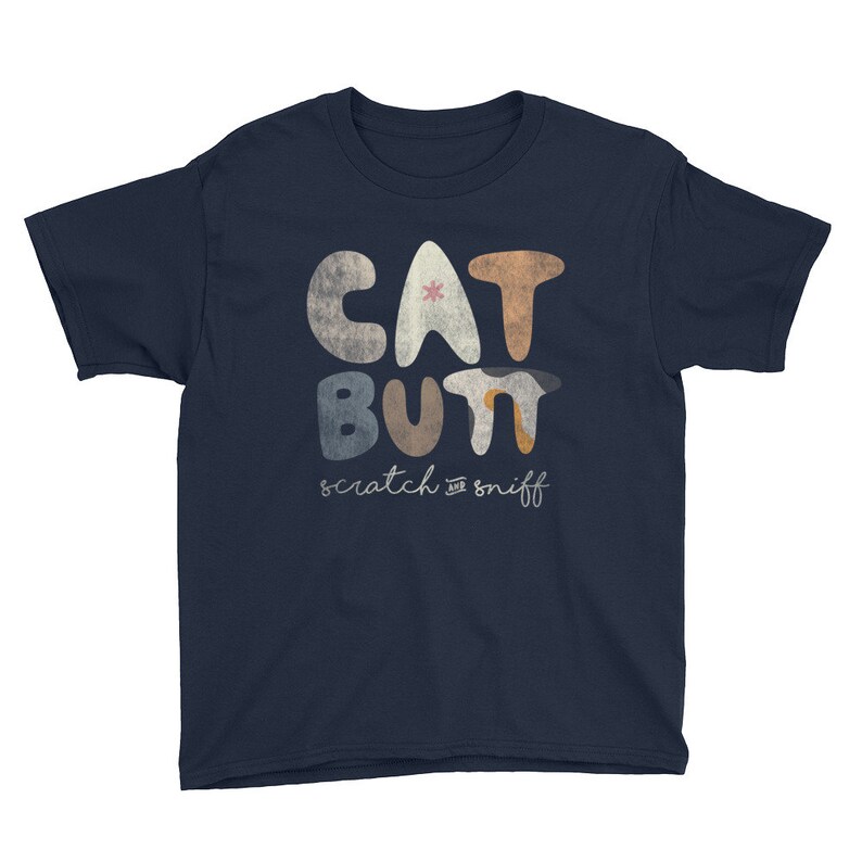 Cat Butt Scratch and Sniff Youth Short Sleeve T-Shirt image 3