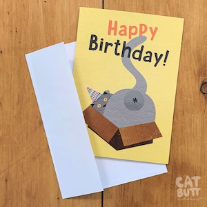 Cat Butt Scratch & Sniff Birthday Card, Funny Greeting Card, Blank Inside, 5 Styles Scottish Fold (Yel)