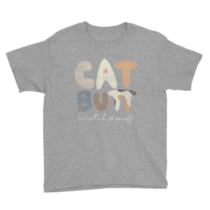 Cat Butt Scratch and Sniff Youth Short Sleeve T-Shirt image 6