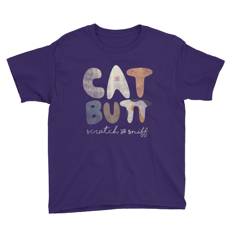 Cat Butt Scratch and Sniff Youth Short Sleeve T-Shirt image 5