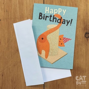 Cat Butt Scratch & Sniff Birthday Card, Funny Greeting Card, Blank Inside, 5 Styles Orange Tabby
