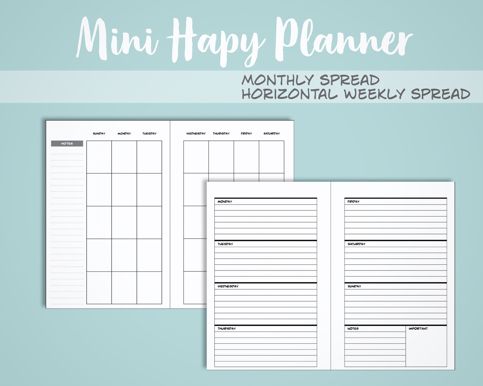 Printable Happy Planner Blank Templates All Three Sizes - NO SVG FILE ...