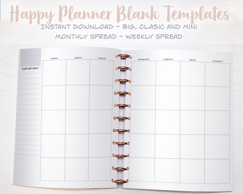 Printable Happy Planner Blank Templates All Three Sizes  NO image 1