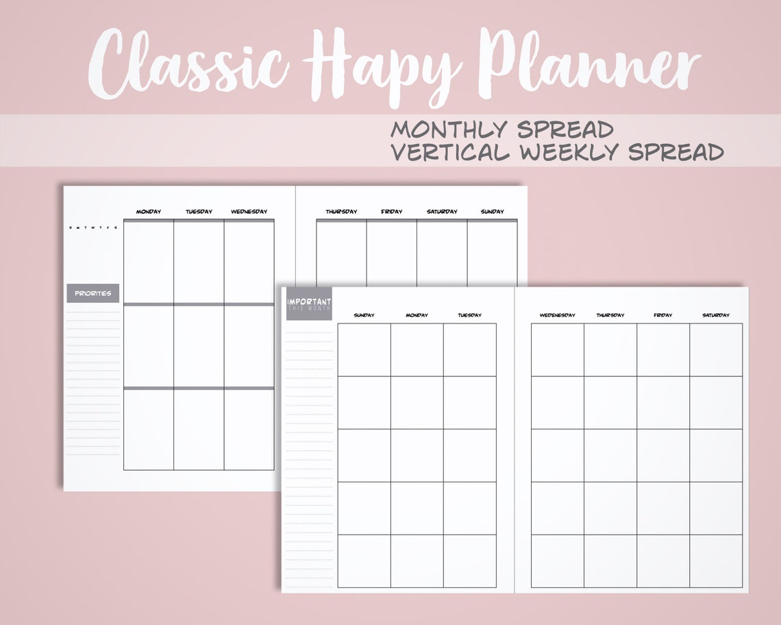 Printable Happy Planner Blank Templates All Three Sizes NO Etsy Printable Happy Planner Blank Templates All Three Sizes NO Etsy
