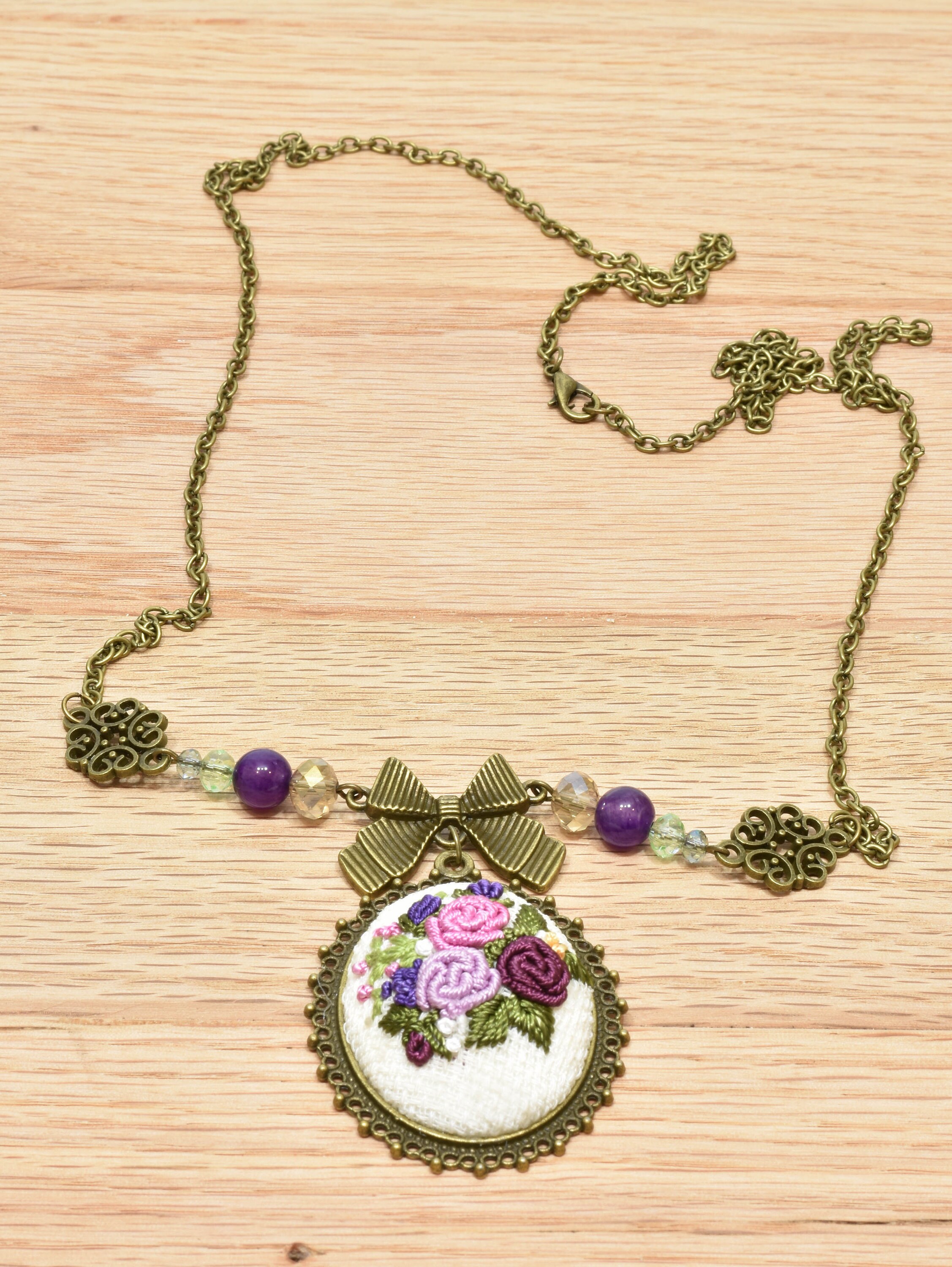 Embroidery Jewelry Hand Embroidered Necklace Floral Etsy UK