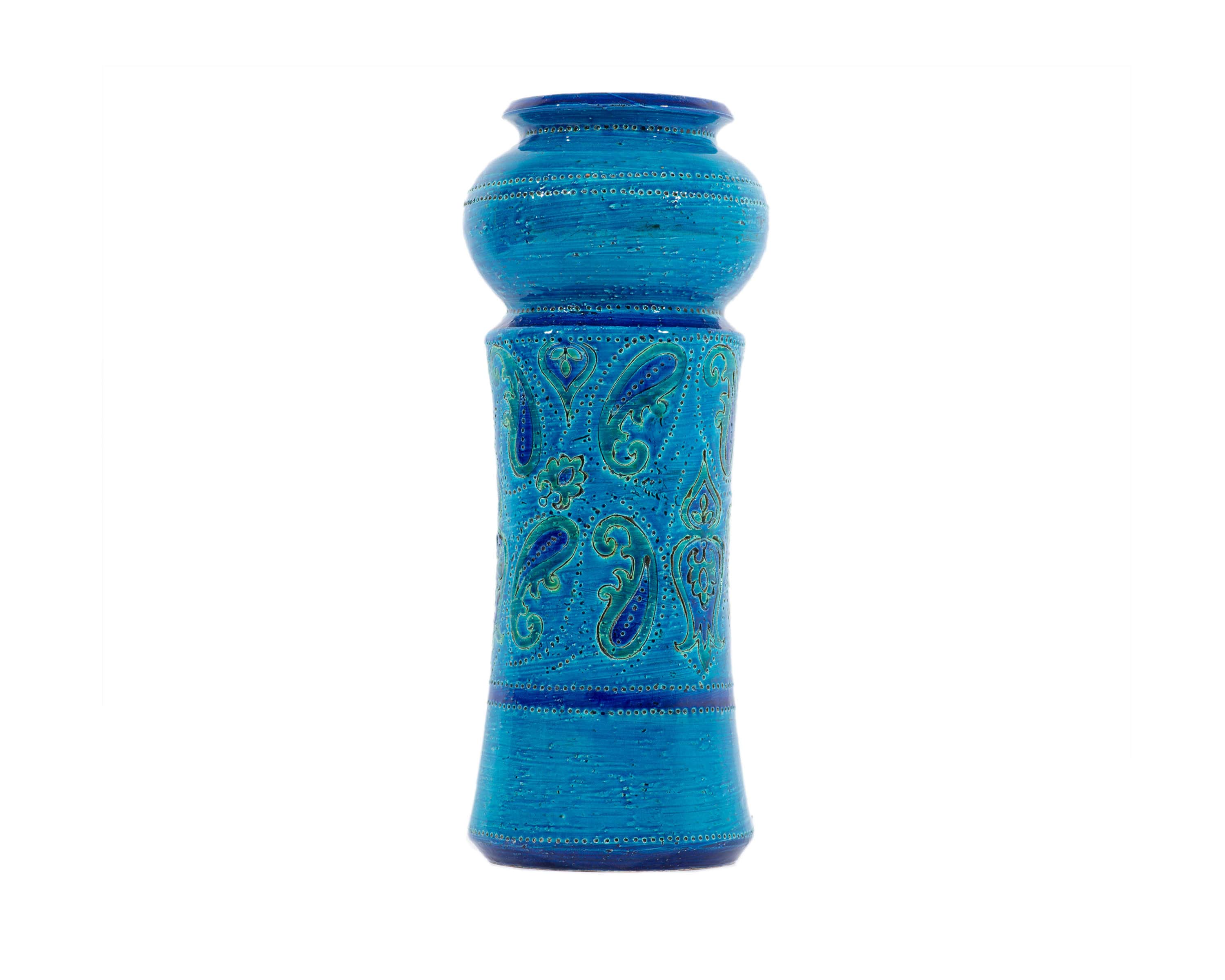 Bitossi Italian Blue Paisley Ceramic Vase