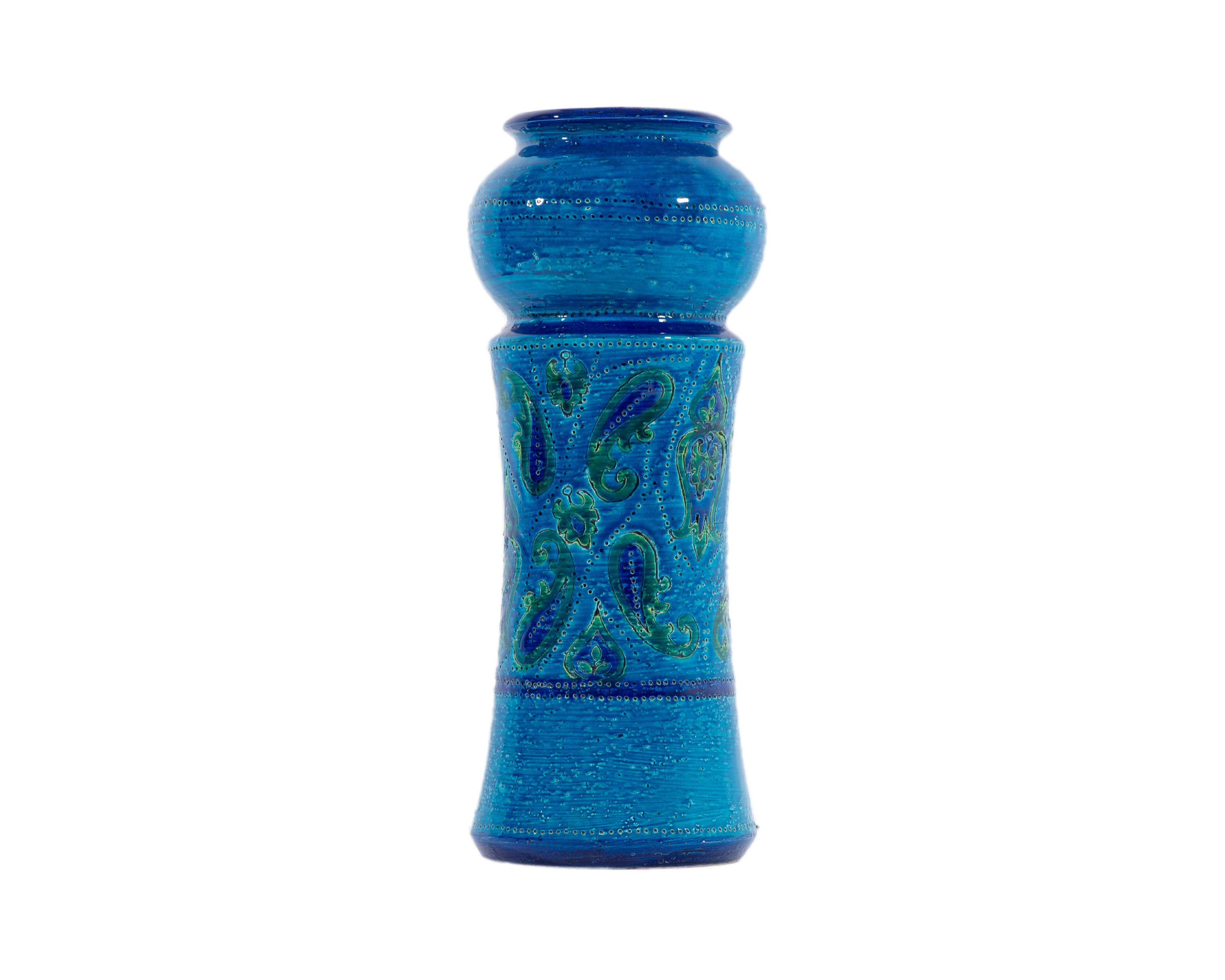 Bitossi Italian Blue Paisley Ceramic Vase