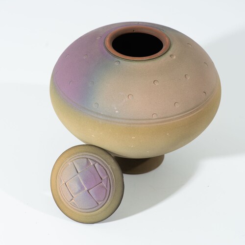 Jim shops Kemp Signed Postmodern Studio Pottery Lidded Vessel