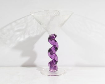 Guy Corrie Union Street Glass 1999 Purple Spiral Martini Glass
