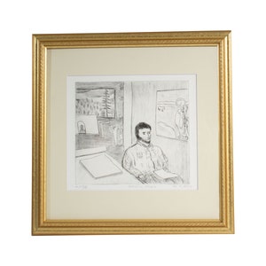Arnold Shives Signed 1989 “Artist in Studio” Artist’s Proof Intaglio Print
