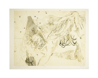 Walter Sorge Signed “Winged Figure” Abstract Color Etching and Aquatint