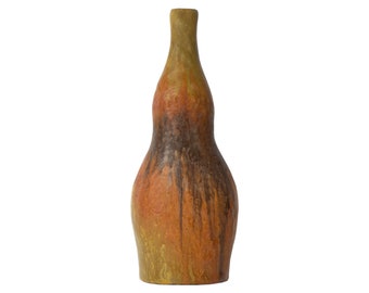 Marcello Fantoni Raymor Italian Orange and Brown Ceramic Vase