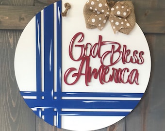 God Bless America Door Hanger / USA Door Hanger / Patriotic Door Hanger