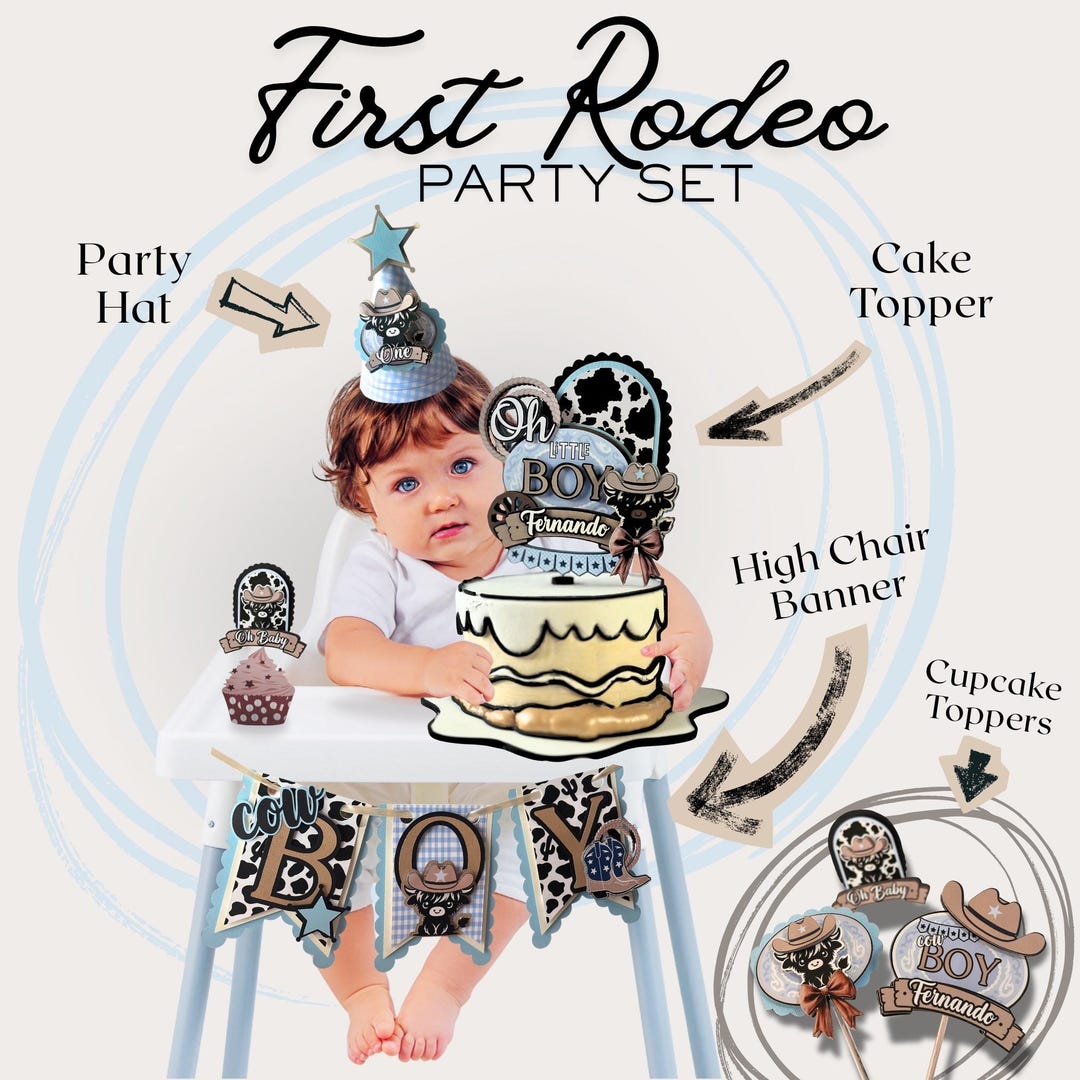 Cowboy Style Cake My First Rodeo Birthday My First Rodeo Cake Topper β Oh Little Boy Deluxe β Western Cowboy ...