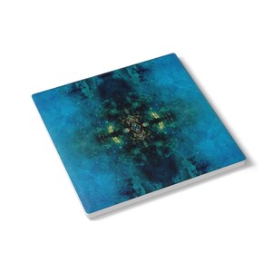 Peacock Blue Alcohol Ink Ceramic Coaster, Drink Coaster, Home Decor, Barware, Housewarming Gift, Hostess Gift