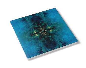 Peacock Blue Alcohol Ink Ceramic Coaster, Drink Coaster, Home Decor, Barware, Housewarming Gift, Hostess Gift
