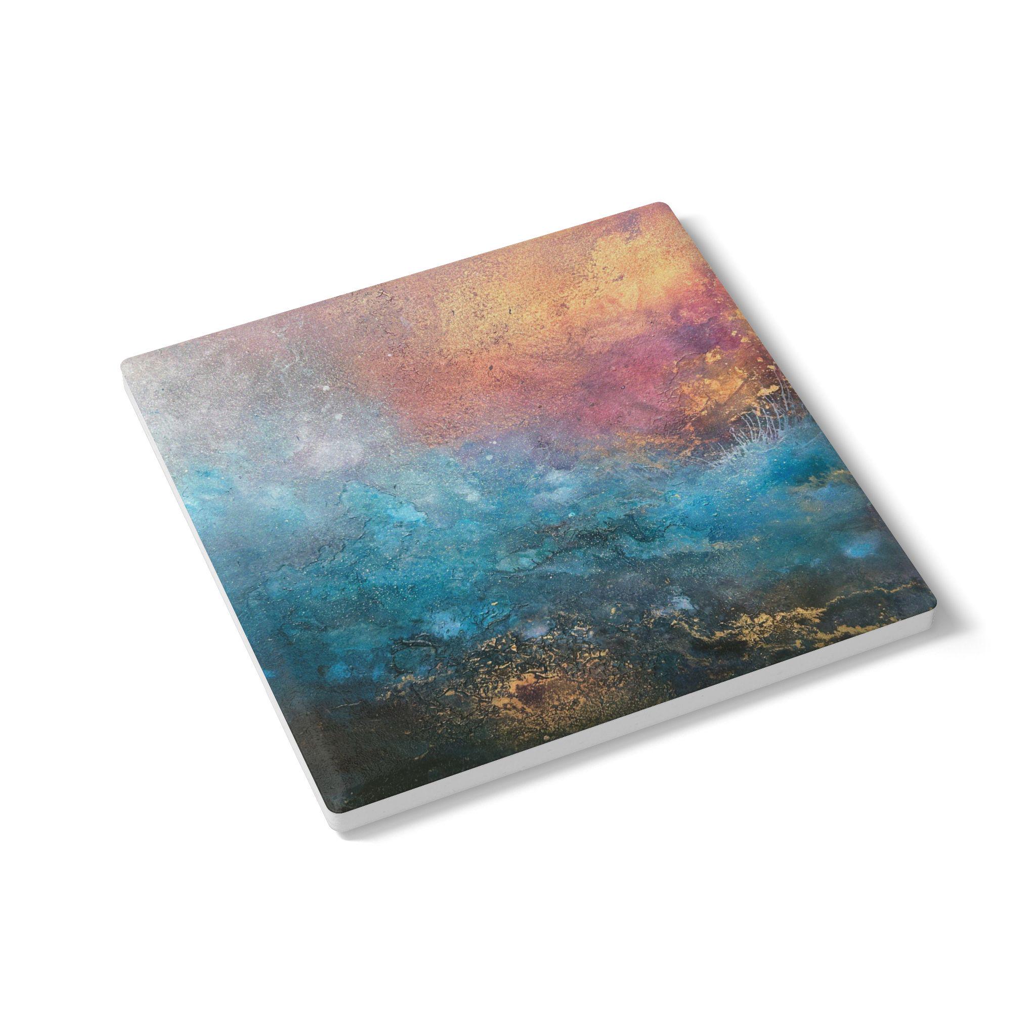 Water Wave Alcohol Ink Rose Gold Ceramic Coaster - Home Decor, Kitchen Accessories, Gift for Her, Housewarming Gift, Coaster Set