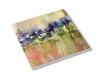 Alcohol Ink Floral Iris Ceramic Coaster, Home Decor Drinkware, Unique Handmade Hostess Gift, Coaster Set of 4