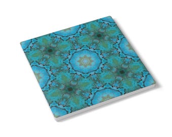Alcohol Ink Design Blue Byzantine Ceramic Coaster, Alcohol Ink Coaster, Drink Coaster, Home Decor, Housewarming Gift