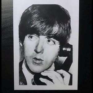 Art Prints Music Paul McCartney The Beatles Pencil Portrait. Print of original artwork.