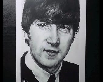 ビートルズ・ルーフトップ・コンサート：ジョン・レノン 24×36インチ