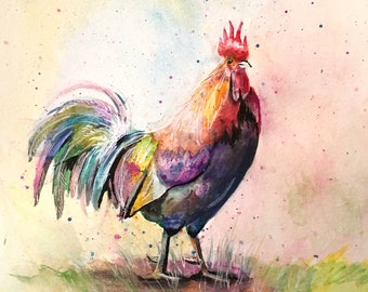 Watercolor Rooster DIGITAL DOWNLOAD by Bethany