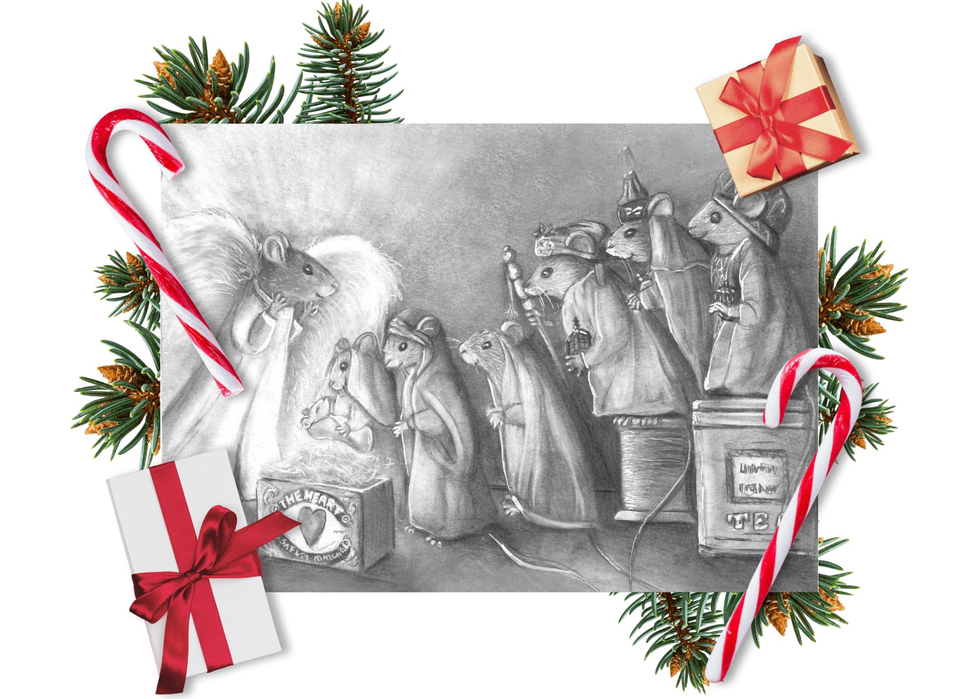 Whimsical Mouse Nativity Scene - Angel, Holiday Spirit, Winter, Manger ...