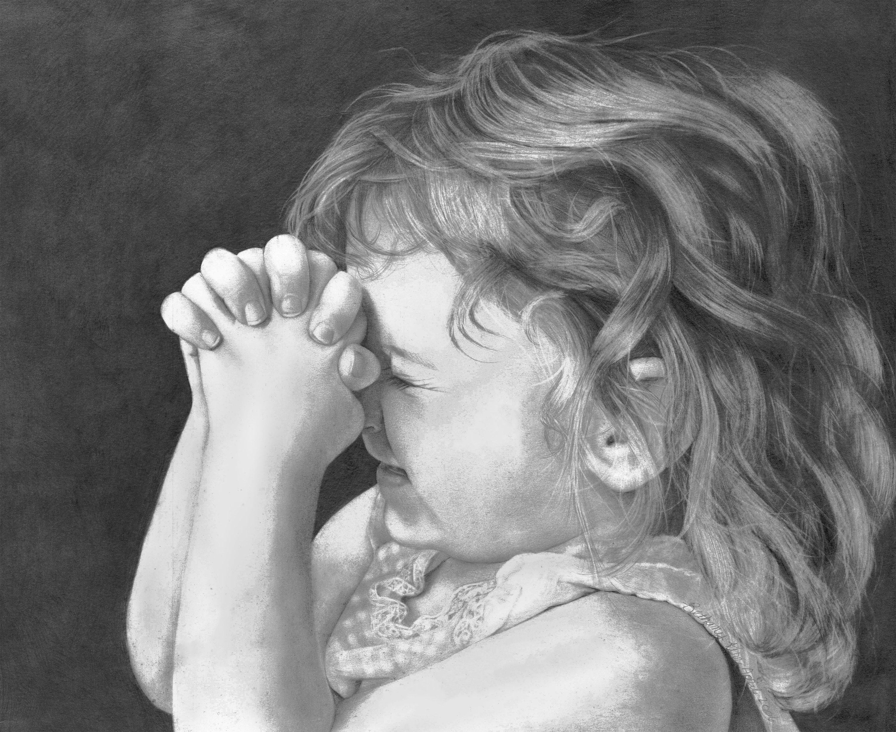 Pencil Drawing of Little Girl Praying by Bethany - Etsy