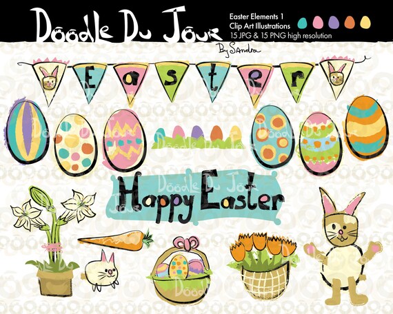 Doodle Du Jour By Sandra Easter Digital Illustration Clip Etsy