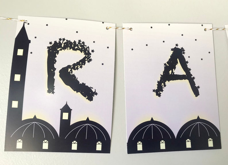 Ramadan Mubarak Banner with Mosque Figures