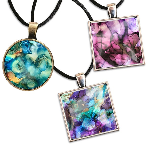 Pendant | Keychain - Fluid Art - Wearable Art - Inspirational Gift - Functional Art - Intuitively Selected (multipacks are great for gifts)