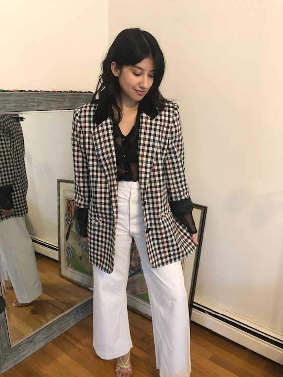 Vintage '80s Oversized Checkered Blazer | 1980s Ov