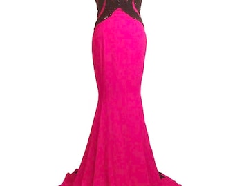 Beautiful hot pink embroidery party dress wedding