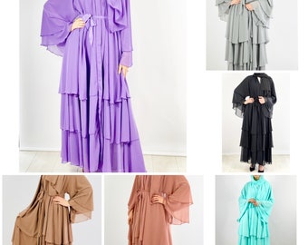 beautiful colourful abaya dress eye-catching details hijab women maxi dress kaftan overall robe