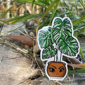 Monstera Sticker, La Sad Girl Monstera, Vinyl Sticker, Waterproof Sticker