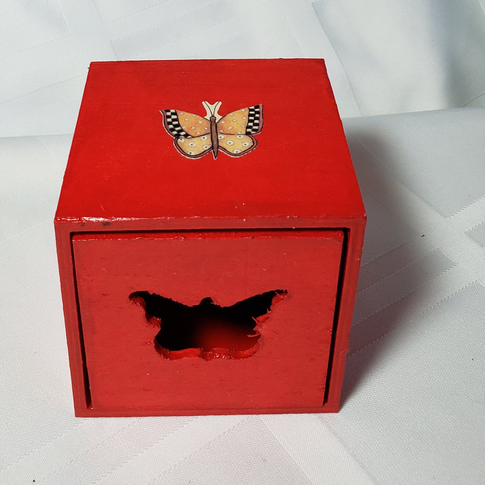 Red Small Trinket Box with drawer Etsy
