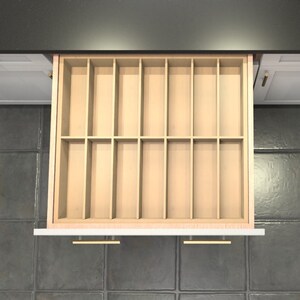 Custom Drawer Divider, Maple Silverware Organizer, 14 Spaces, DrawerSpace H7 Custom Made for your exact dimensions.