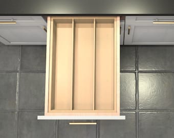 Divisor de cajón personalizado, organizador de cubiertos de arce, 3 espacios, DrawerSpace A3, hecho a medida para sus dimensiones exactas.