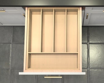 Divisor de cajón personalizado, organizador de cubiertos de arce, 5 espacios, DrawerSpace B4, hecho a medida según sus dimensiones exactas.